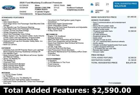 Another view of 2020 Ford Mustang EcoBoost Premium for sale in Duluth, GA at Autoplex Atlanta