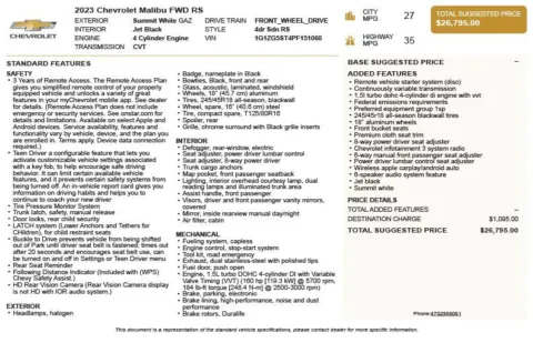 Another view of 2023 Chevrolet Malibu RS for sale in Duluth, GA at Autoplex Atlanta