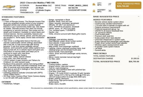 Another view of 2023 Chevrolet Malibu RS for sale in Duluth, GA at Autoplex Atlanta