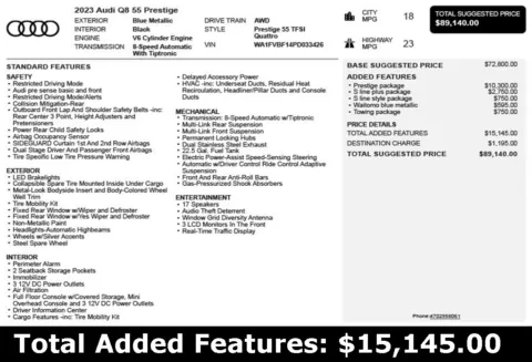 Another view of 2023 Audi Q8 55 Prestige for sale in Duluth, GA at Autoplex Atlanta