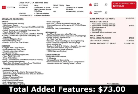 Another view of 2020 Toyota Tacoma SR5 for sale in Duluth, GA at Autoplex Atlanta