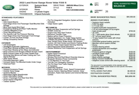 Another view of 2022 Land Rover Range Rover Velar S for sale in Duluth, GA at Autoplex Atlanta