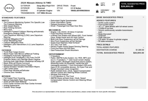 Another view of 2024 Nissan Altima 2.5 S for sale in Duluth, GA at Autoplex Atlanta