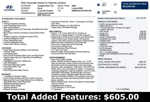 Another view of 2023 Hyundai Santa Fe Hybrid Limited for sale in Duluth, GA at Autoplex Atlanta