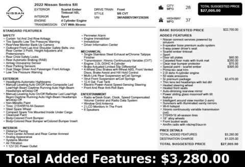 Another view of 2022 Nissan Sentra SR for sale in Duluth, GA at Autoplex Atlanta