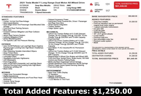 Another view of 2021 Tesla Model Y Long Range for sale in Duluth, GA at Autoplex Atlanta