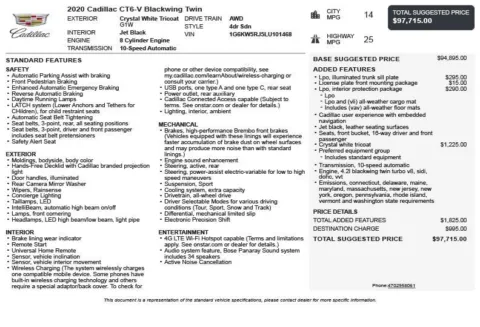 Another view of 2020 Cadillac CT6-V Blackwing Twin for sale in Duluth, GA at Autoplex Atlanta