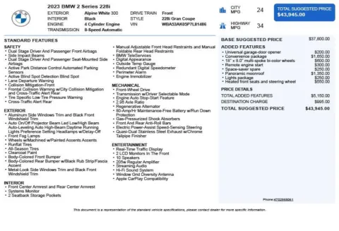 Another view of 2023 BMW 2 Series 228i for sale in Duluth, GA at Autoplex Atlanta