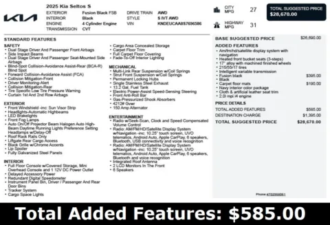 Another view of 2025 Kia Seltos S for sale in Duluth, GA at Autoplex Atlanta