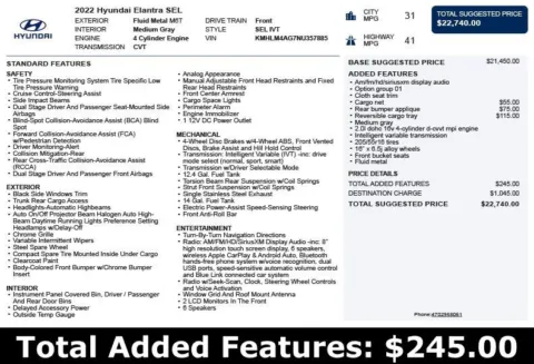 Another view of 2022 Hyundai Elantra SEL for sale in Duluth, GA at Autoplex Atlanta