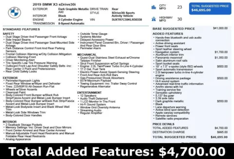 Another view of 2019 BMW X3 sDrive30i for sale in Duluth, GA at Autoplex Atlanta