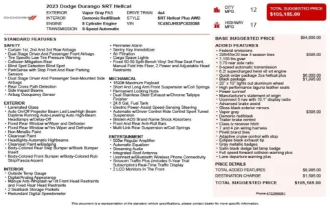 Another view of 2023 Dodge Durango SRT Hellcat for sale in Duluth, GA at Autoplex Atlanta