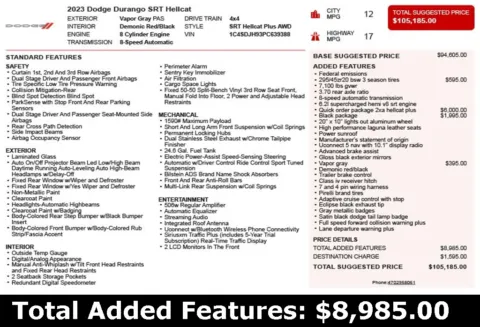 Another view of 2023 Dodge Durango SRT Hellcat for sale in Duluth, GA at Autoplex Atlanta