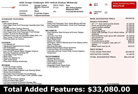 Another view of 2020 Dodge Challenger SRT Hellcat Redeye Widebody for sale in Duluth, GA at Autoplex Atlanta