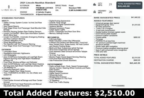 Another view of 2021 Lincoln Nautilus Standard for sale in Duluth, GA at Autoplex Atlanta