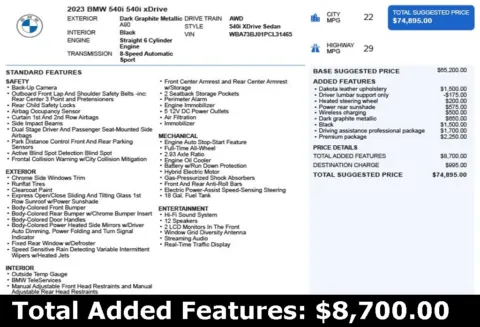 Another view of 2023 BMW 5 Series 540i xDrive for sale in Duluth, GA at Autoplex Atlanta