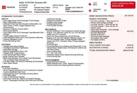 Another view of 2023 Toyota Tacoma SR for sale in Duluth, GA at Autoplex Atlanta