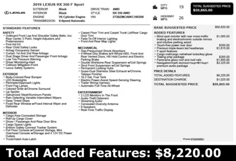 Another view of 2019 Lexus RX 350 F Sport for sale in Duluth, GA at Autoplex Atlanta