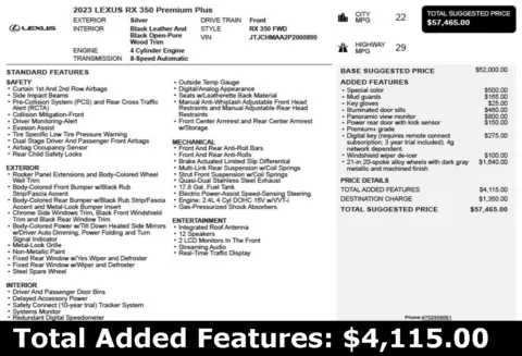 Another view of 2023 Lexus RX 350 Premium Plus for sale in Duluth, GA at Autoplex Atlanta