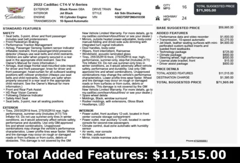 Another view of 2022 Cadillac CT4 V-Series for sale in Duluth, GA at Autoplex Atlanta