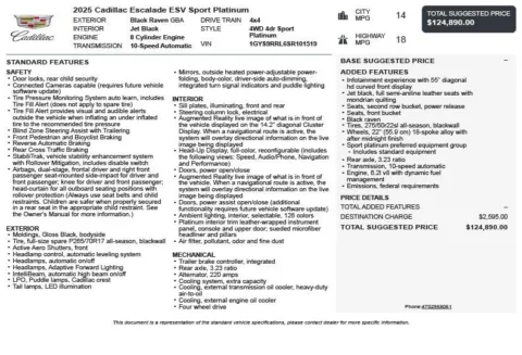 Another view of 2025 Cadillac Escalade ESV Sport Platinum for sale in Duluth, GA at Autoplex Atlanta