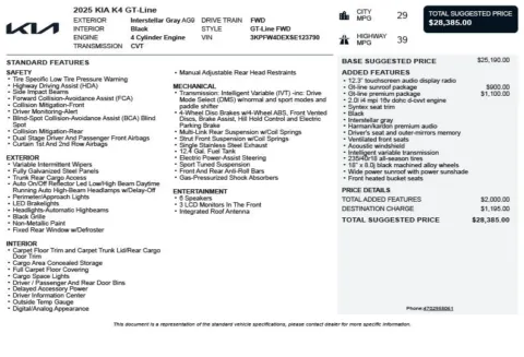 Another view of 2025 Kia K4 GT-Line for sale in Duluth, GA at Autoplex Atlanta