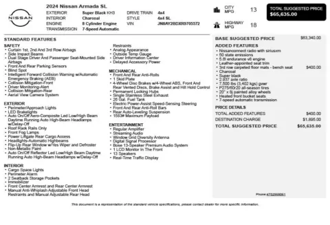 Another view of 2024 Nissan Armada SL for sale in Duluth, GA at Autoplex Atlanta