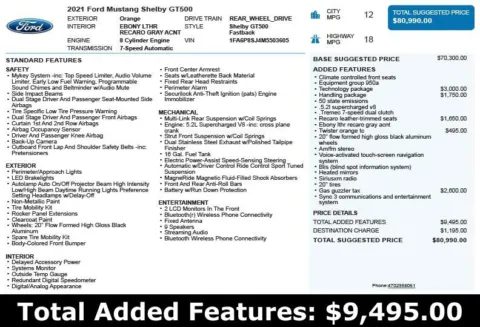 Another view of 2021 Ford Mustang Shelby GT500 for sale in Duluth, GA at Autoplex Atlanta