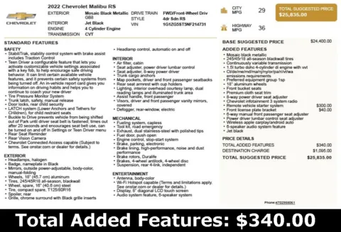 Another view of 2022 Chevrolet Malibu RS for sale in Duluth, GA at Autoplex Atlanta