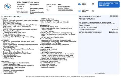 Another view of 2024 BMW X7 xDrive40i for sale in Duluth, GA at Autoplex Atlanta