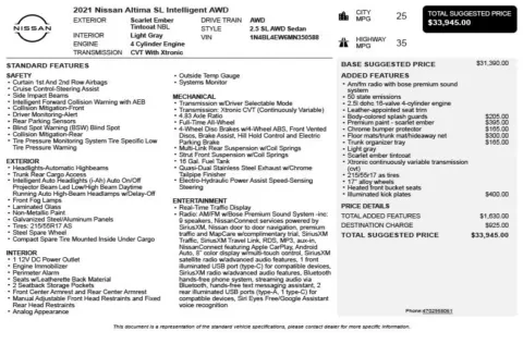 Another view of 2021 Nissan Altima 2.5 SL for sale in Duluth, GA at Autoplex Atlanta