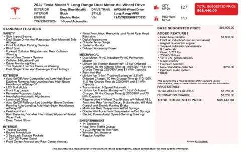 Another view of 2022 Tesla Model Y Long Range for sale in Duluth, GA at Autoplex Atlanta