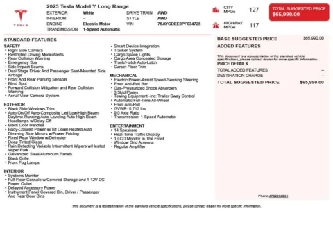 Another view of 2023 Tesla Model Y Long Range for sale in Duluth, GA at Autoplex Atlanta
