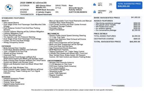 Another view of 2020 BMW X3 sDrive30i for sale in Duluth, GA at Autoplex Atlanta