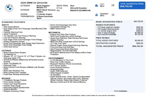Another view of 2020 BMW Z4 sDrive30i for sale in Duluth, GA at Autoplex Atlanta