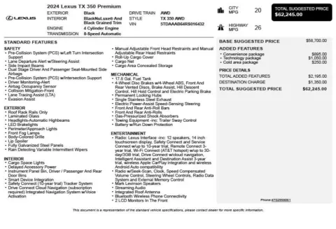 Another view of 2024 Lexus TX 350 Premium for sale in Duluth, GA at Autoplex Atlanta