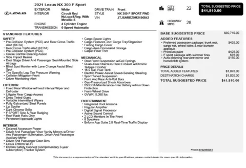 Another view of 2021 Lexus NX 300 F Sport for sale in Duluth, GA at Autoplex Atlanta