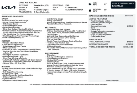 Another view of 2022 Kia K5 LXS for sale in Duluth, GA at Autoplex Atlanta