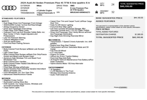 Another view of 2024 Audi A4 45 S line Premium Plus for sale in Duluth, GA at Autoplex Atlanta