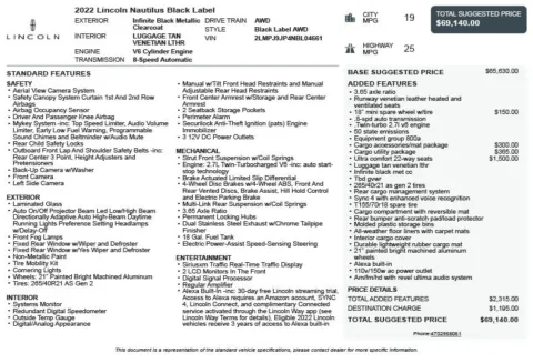 Another view of 2022 Lincoln Nautilus Black Label for sale in Duluth, GA at Autoplex Atlanta