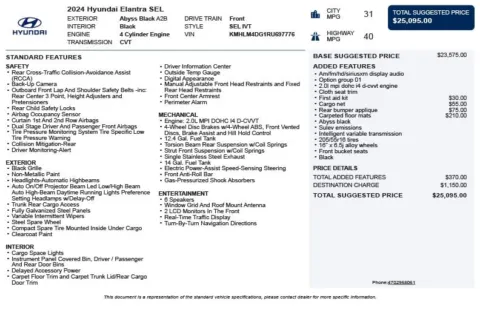 Another view of 2024 Hyundai Elantra SEL for sale in Duluth, GA at Autoplex Atlanta