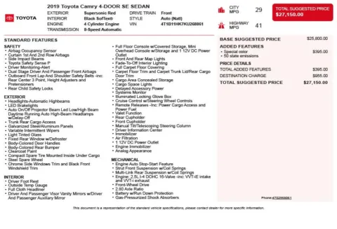 Another view of 2019 Toyota Camry SE for sale in Duluth, GA at Autoplex Atlanta