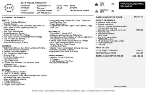 Another view of 2018 Nissan Sentra SV for sale in Duluth, GA at Autoplex Atlanta