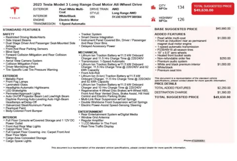Another view of 2023 Tesla Model 3 Long Range for sale in Duluth, GA at Autoplex Atlanta