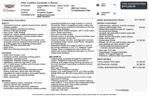 Another view of 2025 Cadillac Escalade V-Series for sale in Duluth, GA at Autoplex Atlanta