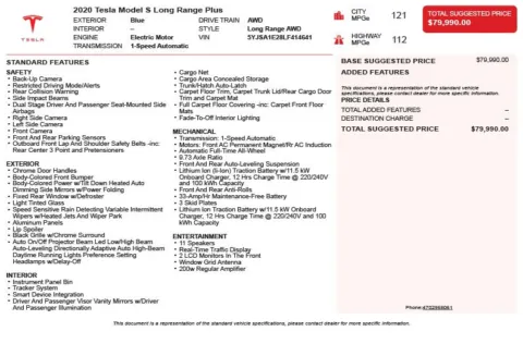 Another view of 2020 Tesla Model S Long Range Plus for sale in Duluth, GA at Autoplex Atlanta