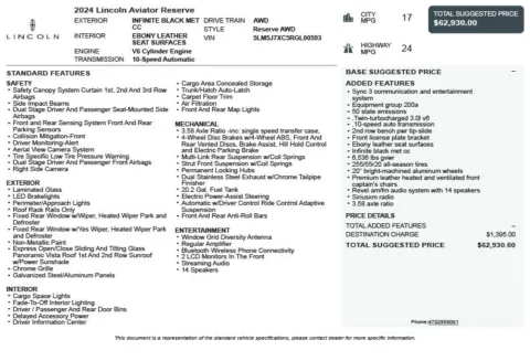 Another view of 2024 Lincoln Aviator Reserve for sale in Duluth, GA at Autoplex Atlanta