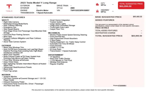 Another view of 2023 Tesla Model Y Long Range for sale in Duluth, GA at Autoplex Atlanta