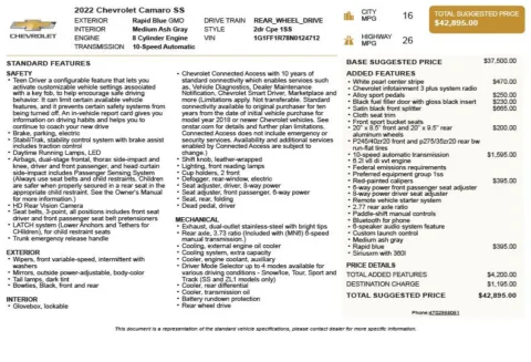 Another view of 2022 Chevrolet Camaro SS for sale in Duluth, GA at Autoplex Atlanta