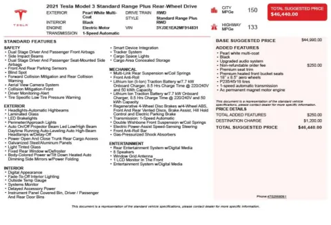 Another view of 2021 Tesla Model 3 Standard Range Plus for sale in Duluth, GA at Autoplex Atlanta